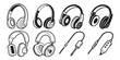 © RABBYMIA - Assorted headphones and earphones showcasing various designs and styles Vector