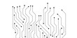 © Rayhan - Abstract circuit board pattern with black lines and nodes on a white background