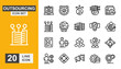 © zayyan - Outsourcing icon set. Management, employee, network, operation, global and more line icon.