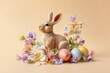 © Igor - Easter bunny figurine among spring blooms
