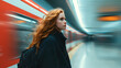 © 应星 宋 - Woman with red hair on subway platform