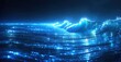 © antishock - Bright blue waves ripple, resembling fiber optics. Dark background emphasizes luminous energy, creating abstract ocean scene.