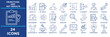 © BAMBANG G - OKR icon set featuring OKR, objective, key result, goal, target, strategy, alignment, performance. line vector