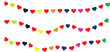 © ABHK - Strands of colorful heart garlands on a transparent background. Three festive Valentine's Day heart shaped garlands in different shades of color