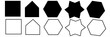 © Irsyad - quadrangle, pentagon, hexagon, octagon icon. vector geometry pentagonal, hexagonal, octagonal polygon. five, six, eight sided polygon lines, vector