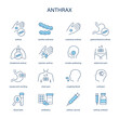© missbobbit - Anthrax symptoms, diagnostic and treatment vector icon set
