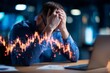 © TOTO - Stressful Investment Visualization with Holographic Trading Graph and Frustrated Businessman