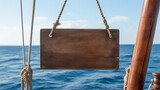 Empty hanging wooden board in a pirat ship 