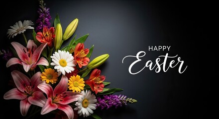  Happy easter sunday celebration with beautiful spring floral arrangement