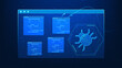 © K illustrator Photo - Cyber security technology background featuring a digital bug and phishing hook on a screen, symbolizing malware threats, phishing attacks, data theft, hacking risks, online security protection.