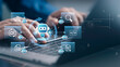 © Deemerwha studio - Agentic AI automation concept. Businessman use autonomous artificial intelligence agents automation search, coding, workflow process, data analytics, and document management on laptop interface.