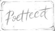 © ESIPOOS - Gray handwritten word Poetheed inside a distressed rectangular frame with textured edges script calligraphy