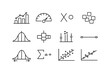 © Sergey - Line style vector icons of statistical analysis icons: statistic, metric, variable, sample; mean, median, mode, range; variance,