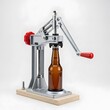 © Ravindu - Manual Bottle Capper with Lever Home Brewing Beer Bottling Press Machine on Wooden Base with Brown Glass Bottle