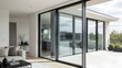 © Ashian - Modern living room interior with large sliding glass doors and terrace