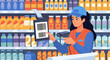 © al - Woman Scanning Barcode on Grocery Product.