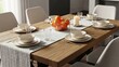 © 507 - Rustic Wooden Dining Table Set for a Cozy Meal.