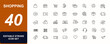 © JIm Studio - Shopping web icons in line style. Ecommerce, discount offers, delivery, online store, coupon code, bank card payment, gift box, retail set. Editable stroke. Vector illustration.