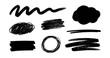 © OMD - Sketchy highlight swashes and blobs doodle elements set.