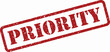 © RABBI - A striking red rectangular rubber stamp featuring the word PRIORITY on a clean white backdrop