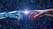 © Azadart - Futuristic connection between human and robot showcasing the dawn of a new era in technology and creativity during an imaginative moment of interaction
