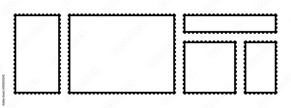 Vintage postage stamp frame set isolated on transparent background ...