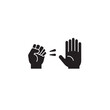 © MD. SAKIB MONDOL - Black and white silhouette of a punching hand and a blocking hand.