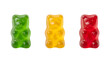 © NaharVisuals - Colorful gummy bears in green, yellow, and red isolated on transparent background