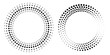 © Pranto - Modern halftone circular frame with dynamic radial dot waves, smooth gradient transitions, abstract geometric vector element isolated on light background.