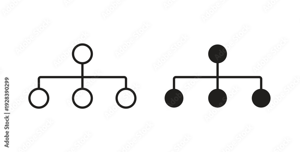 Chart tree icon style design pack on white background. Thin line and ...