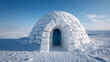 © sabyna75 - Winter scene with snowy igloo and vibrant rainbow entrance for art display or design