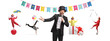 © Ljupco Smokovski - Clown, mime, magician and a juggler performing at a birthday party