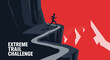 © Tomi - Challenging Trail Runner Silhouette With Striking Red Background And Cliff Pathway