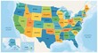 © Musa - A colorful map of the United States, showing each state with its name.