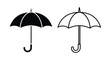 © Moni - Two umbrellas depicted as black and white silhouettes against a clean white background