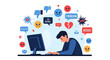 © GedhangKlutuk - Man experiencing cyberbullying and online harassment on computer. Vector Illustrations. EPS Editable