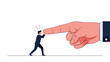 © Power Clipart - Determined small businessman uses all his strength to push back against a massive corporate pointing finger for self-defense.