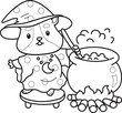 © Dian - Coloring pages of Cute set of hamster sticker with halloween activity.  Outline of hamster