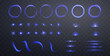 © Elena - Blue lens flares, lines, flashes set. Spotlight with rays or and bokeh. Glow flare light effect. Vector illustration.