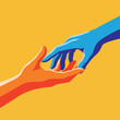 © Gani - Pop art style illustration showing two hands almost touching, colorful