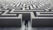 © KseniaJoyg - A businessman stands in front of a stone maze, the concept of choice and solutions