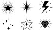 © Vitechek - Collection of black starbursts, lightning bolt, and diamond icons on white background
