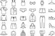 © REYAD - Clothing and Fashion Outline Icon Vector Set with Shirts Pants Shoes Accessories and Apparel Line Collection