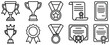 © STOCK BD - Collection of awards: trophies, medals, certificates, and rosettes for achievement.