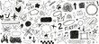© Your Local Llamacorn - Hand drawn pencil doodles and scribbles, rough sketch swirls, messy frames and arrows. Black pen grunge lines, stars and squiggles, cute childish sketches, abstract marker doodle drawings vector set