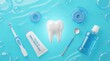 © Alamin - Toothbrush toothpaste floss mouthwash mirror for world oral health day hygiene