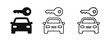 © drawing lines - Car and key icon set. Vehicle rental or ownership symbol and automotive key access vector illustration.