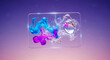 © Andres Mejia - Dynamic colorful liquid mixing with glitter and bubbles in a clear frame.