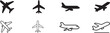 © MdMoziber - Plane icon set with airplane, flight and travel symbols in modern outline style design.