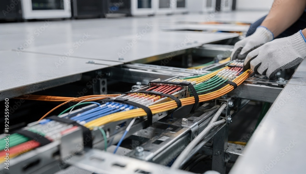 Installation of fiber optical cables in raised floor cable management ...